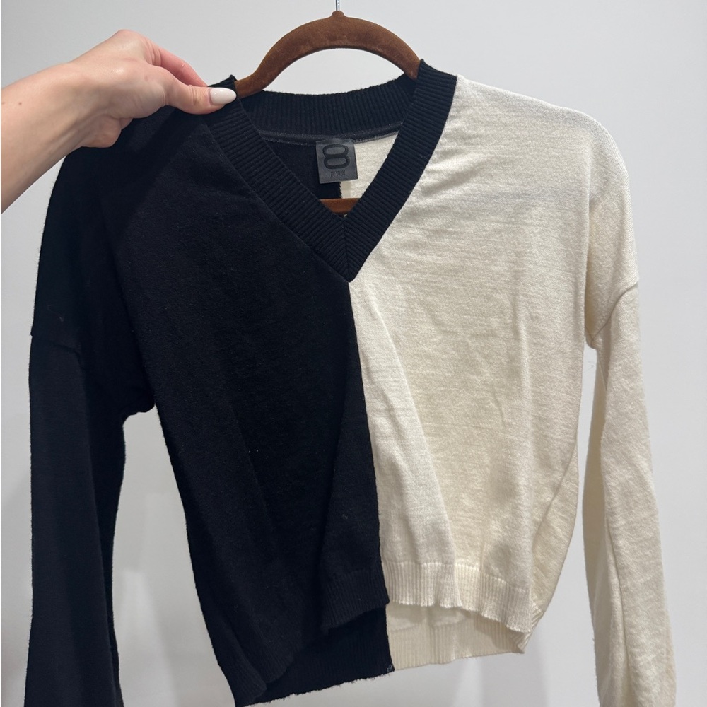 Two-Tone Black and White Sweater